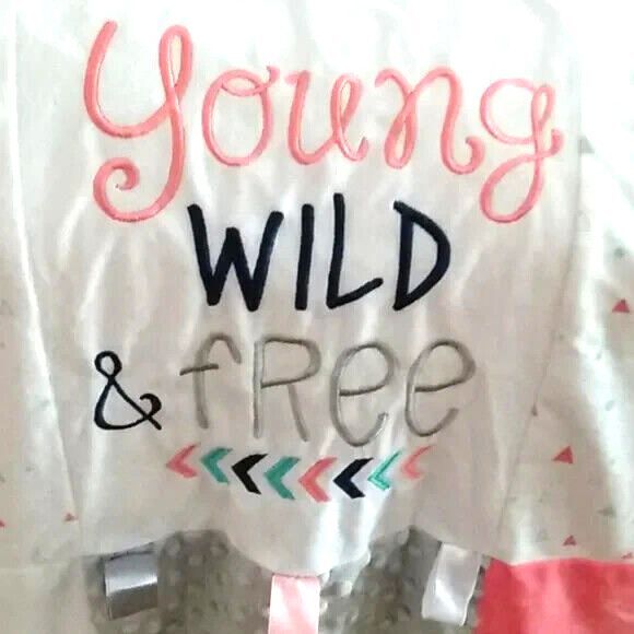 Teddy Bear Embroidery Art Mar Baby Crib Blanket 39 x 30 Soft Bedding Mirror - Picture 4 of 8